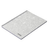 Zilveren Glitter Textuur Wit Sparkling Glanzend Notitieboek (Linkerzijde)