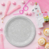 Zilveren Glitter Textuur Wit Sparkling Glanzend Papieren Bordje (Feest)