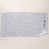 Zilveren Glitter Textuur Wit Sparkling Glanzend Strandlaken (Voorkant)