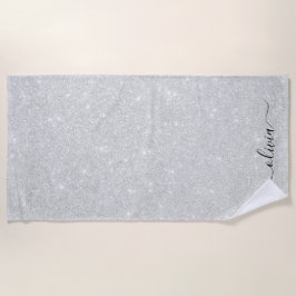 Zilveren Glitter Textuur Wit Sparkling Glanzend Strandlaken