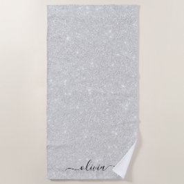 Zilveren Glitter Textuur Wit Sparkling Glanzend Strandlaken