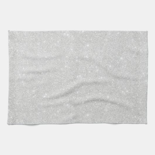 Zilveren Glitter Textuur Wit Sparkling Glanzend Theedoek (Horizontaal)