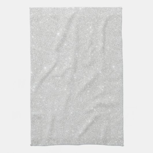 Zilveren Glitter Textuur Wit Sparkling Glanzend Theedoek (Verticaal)
