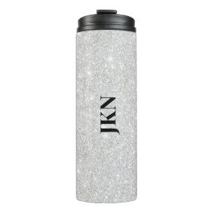 Zilveren Glitter Textuur Wit Sparkling Glanzend Thermosbeker