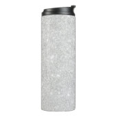 Zilveren Glitter Textuur Wit Sparkling Glanzend Thermosbeker (Gedraaid links)