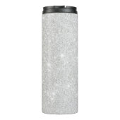 Zilveren Glitter Textuur Wit Sparkling Glanzend Thermosbeker (Achterkant)