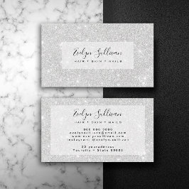Zilveren Glitter Textuur Wit Sparkling Glanzend Visitekaartje
