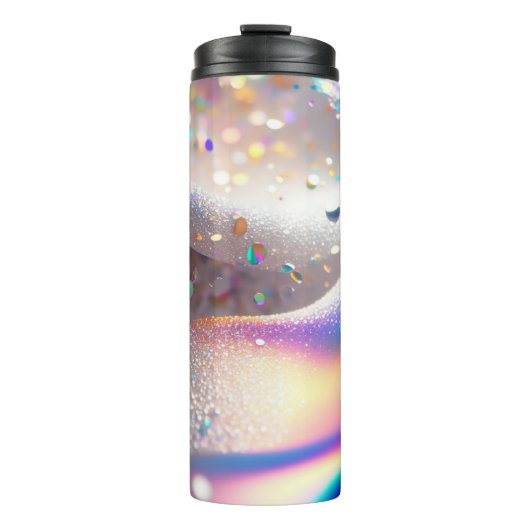 Zilveren Glitter Thermische Tumbler 12oz Thermosbeker (Voorkant)