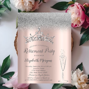 Zilveren Glitter Tiara Glas Roze Goud Pensioen  Kaart