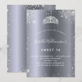 Zilveren glitter tiara kroon Sweet 16 Kaart (Voorkant / Achterkant)