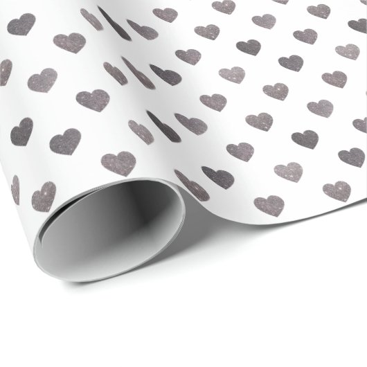 Zilveren Glitter Tiny Heart Patterned Wrapping Pap Cadeaupapier (Rol Hoek)