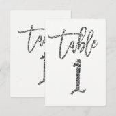 Zilveren Glitter Trendy Modern Schrift Tafel Numme Kaart (Voorkant / Achterkant)