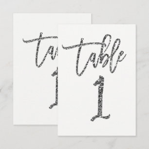 Zilveren Glitter Trendy Modern Schrift Tafelnummer