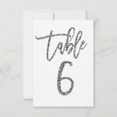 Zilveren Glitter Trendy Modern Schrift Tafelnummer (Voorkant)