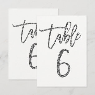 Zilveren Glitter Trendy Modern Schrift Tafelnummer