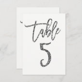 Zilveren Glitter Trendy Modern Schrift Tafelnummer (Voorkant / Achterkant)