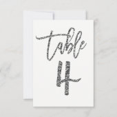 Zilveren Glitter Trendy Modern Schrift Tafelnummer (Voorkant)