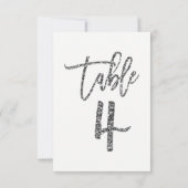 Zilveren Glitter Trendy Modern Schrift Tafelnummer (Achterkant)