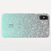 Zilveren glitter turquoise blauw ombre monogram Case-Mate iPhone case (Achterkant (horizontaal))