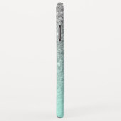 Zilveren glitter turquoise blauw ombre monogram Case-Mate iPhone case (Achterkant/rechts)