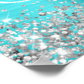 Zilveren Glitter Turquoise Blauw Sweet 16 Welkom Poster (Hoek)