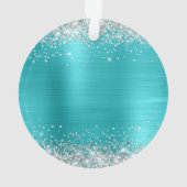 Zilveren Glitter Turquoise Blauwe Folie Sweet 16 Ornament (achterkant)