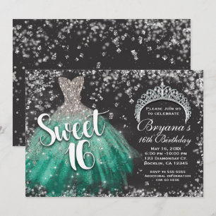 Zilveren Glitter Turquoise Jurk Tiara Donker Sweet Kaart