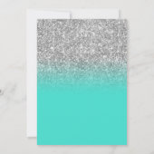 Zilveren Glitter Turquoise Ombre Ovaal Foto Save The Date (Achterkant)