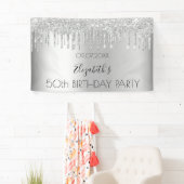 Zilveren glitter van de feestdag druipt glans spandoek (Insitu)