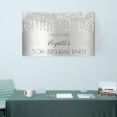 Zilveren glitter van de feestdag druipt glans spandoek (Beurs)