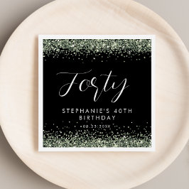 Zilveren Glitter Veertig Verjaardagsfeest Geperson Servet