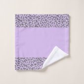 Zilveren Glitter Veren op Lavendel Monogram Bad Handdoek (Wasdoekje)