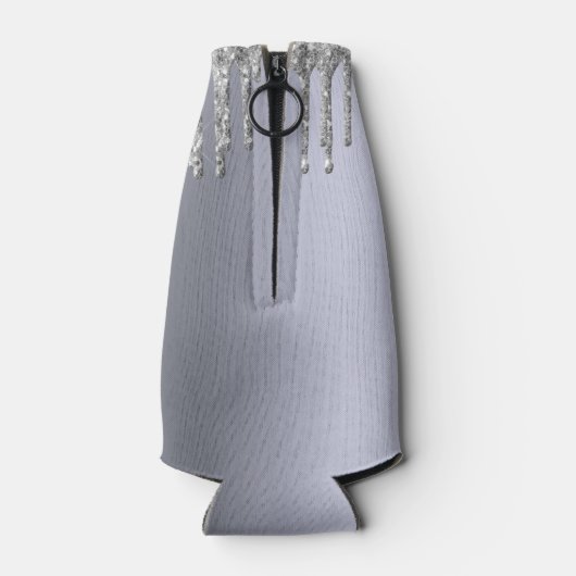 Zilveren glitter verjaardagsfeestje mama glinsteri flesjeskoeler (Achterkant)