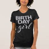 Zilveren Glitter Verjaardagsmeisje Shirt (Voorkant)