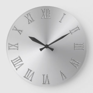 Zilveren glitter vet Romeinse cijfers radiale ombr Grote Klok