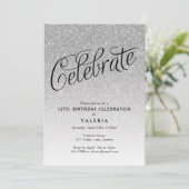 Zilveren Glitter vieren Kaart (Staand voorkant)