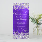 Zilveren glitter Violet Indigo 50ste verjaardag Kaart (Staand voorkant)