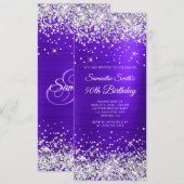 Zilveren glitter Violet Indigo 50ste verjaardag Kaart (Voorkant / Achterkant)