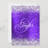 Zilveren Glitter Violet Monogram 30ste Verjaardag Kaart (Achterkant)