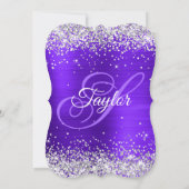 Zilveren Glitter Violet Monogram 40ste Verjaardag Kaart (Achterkant)