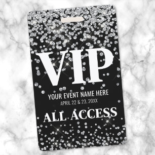 Zilveren Glitter VIP-Event Badge