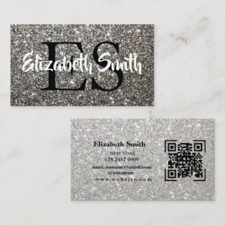 Zilveren Glitter Visitekaartje 