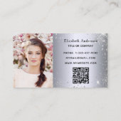 Zilveren glitter vlinder qr code foto visitekaartje (Achterkant)