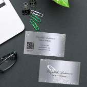 Zilveren glitter vlinder qr code visitekaartje
