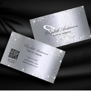 Zilveren glitter vlinder qr code visitekaartje
