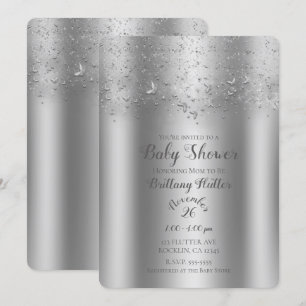 Zilveren Glitter Vlindervlucht Baby Shower Kaart