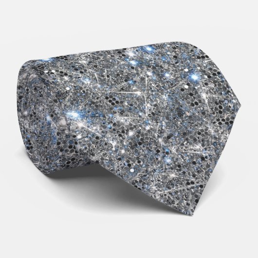 Zilveren Glitter Vonken Bruiloft  Stropdas (Opgerold)