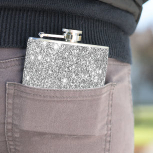 Zilveren Glitter Vonken Heupfles
