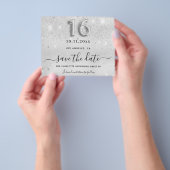 Zilveren glitter vonken save the date voor sweet s flyer (Hand)