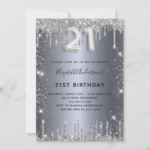 Zilveren glitter voor 21e verjaardag kaart